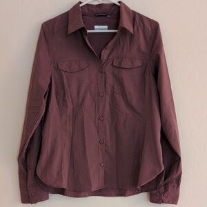 Columbia Maroon Omni-Shade Button Down Long Sleeve Shirt - Size M